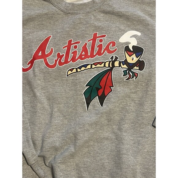 Artistic Creation Smiling Tomahawk Peace Pipe Long Sleeve Sweatshirt 2XL Rare - Picture 4 of 13